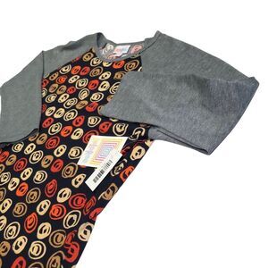 LuLaRoe top women Small New Randy 3/4 sleeve‎ stretch Orange Brown shirt Tunic